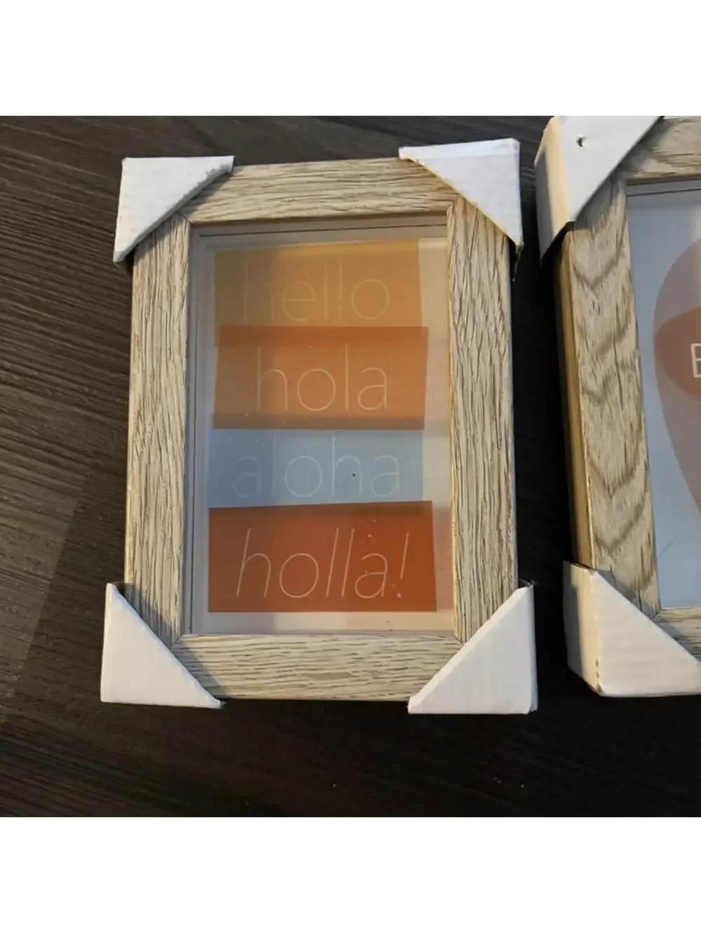Hello Hola & Be Kind Layered Glass Wood Framed Wall Decor